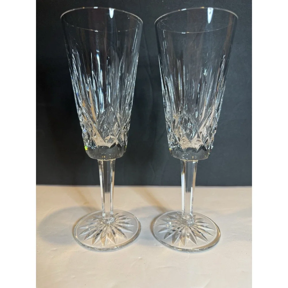Waterford Lismore Crystal Champagne Flutes Set of 2 7.5